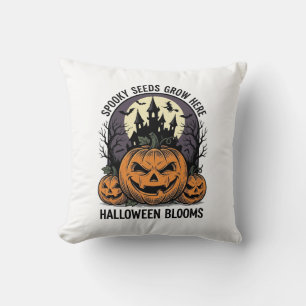 Cojín Decorativo Castillo de calabaza de Halloween camiseta vintage