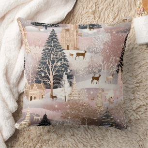 Cojín Decorativo Castillo de Fantasía Ciervo de Invierno Rosa (4)