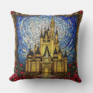 Cojín Decorativo Castillo de vidrio manchado con sabor a fantasía