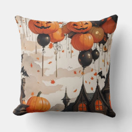 Cojín Decorativo Castillo espeluznante de Halloween jack'o'lantern