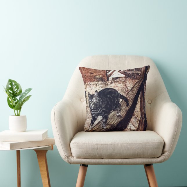 Cojín Decorativo Castillo Gato Rackham Ilustración (Silla)
