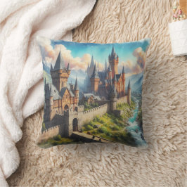 Cojín Decorativo Castillo medieval en un paisaje montañoso
