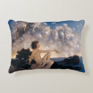 Cojín Decorativo Castillos Aéreos de Maxfield Parrish 1904 Fantasía