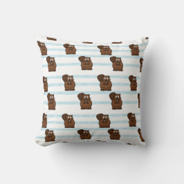 Cojín Decorativo castor en franjas azules