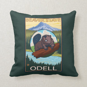 Cojín Decorativo Castor y capilla del Mt. - Odell, Oregon