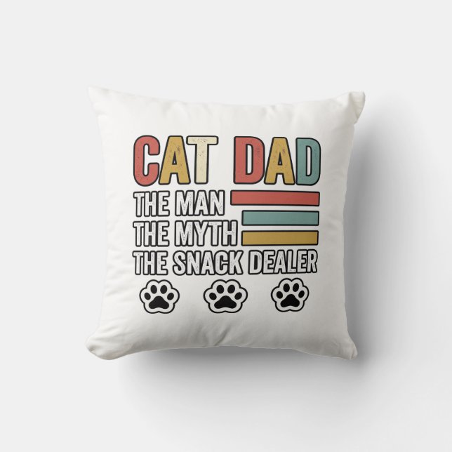 Cojín Decorativo Cat Dad Vintage Funny Snack Dealer Shirt Design_1 (Anverso)