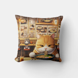 Cojín Decorativo Cat Eating Ramen v1