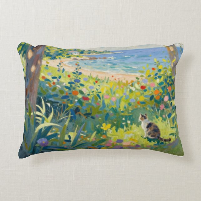 Cojín Decorativo Cat Flowers And Sea (Anverso)