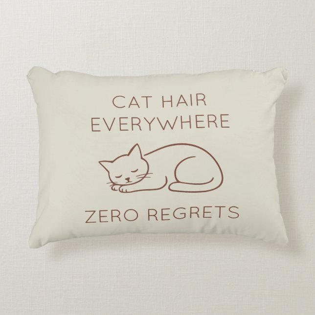 Cojín Decorativo Cat hair everywhere zero regrets (Anverso)