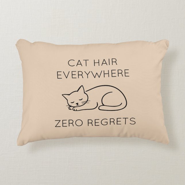 Cojín Decorativo Cat hair everywhere zero regrets (Anverso)