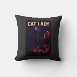 Cojín Decorativo Cat Lady -Cats Art Lover- City Night Comic Graphic