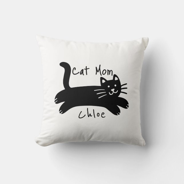 Cojín Decorativo Cat mom custom cat name (Anverso)