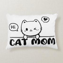 Cojín Decorativo cat mom funny cute black gift lover Accent Pillow