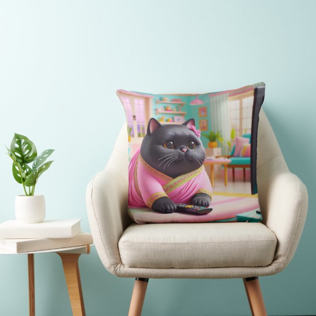 Cojín Decorativo Cat watching TV in the living room (Silla)