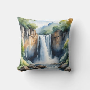 Cojín Decorativo Catarata pintada con acuarela
