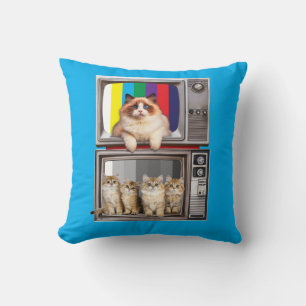 Cojín Decorativo Catavision Gatos de la Vieja Escuela y Televisión