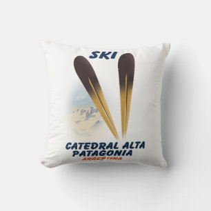 Cojín Decorativo Catedral Alta Patagonia, poster de esquí de Argent