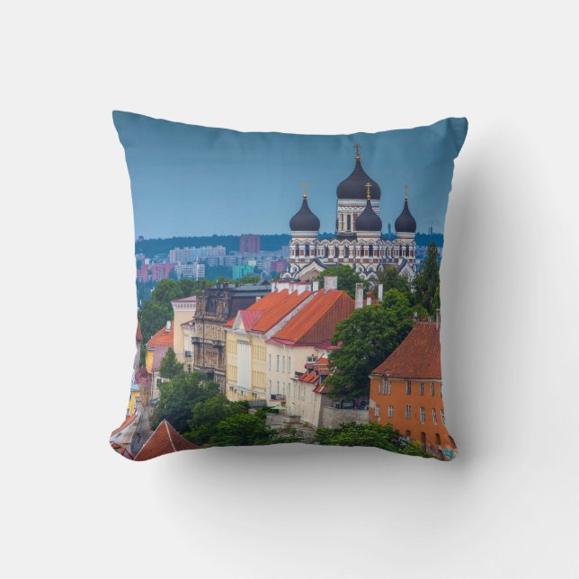 Cojín Decorativo Catedral y paisaje urbano| Estonia (Anverso)