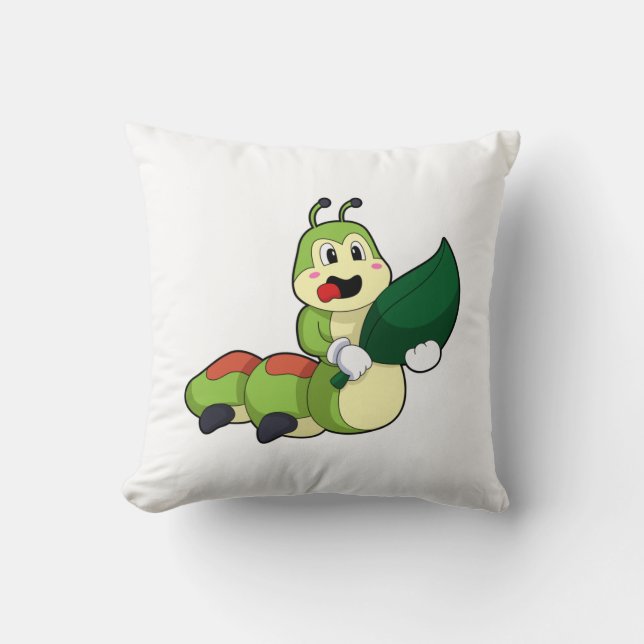 Cojín Decorativo Caterpillar con hoja (Anverso)