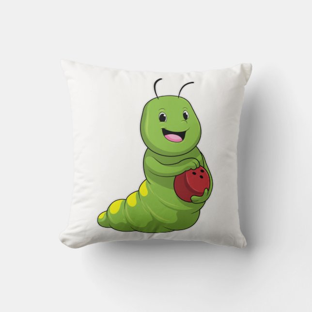 Cojín Decorativo Caterpillar en el Bowling con bolas (Anverso)