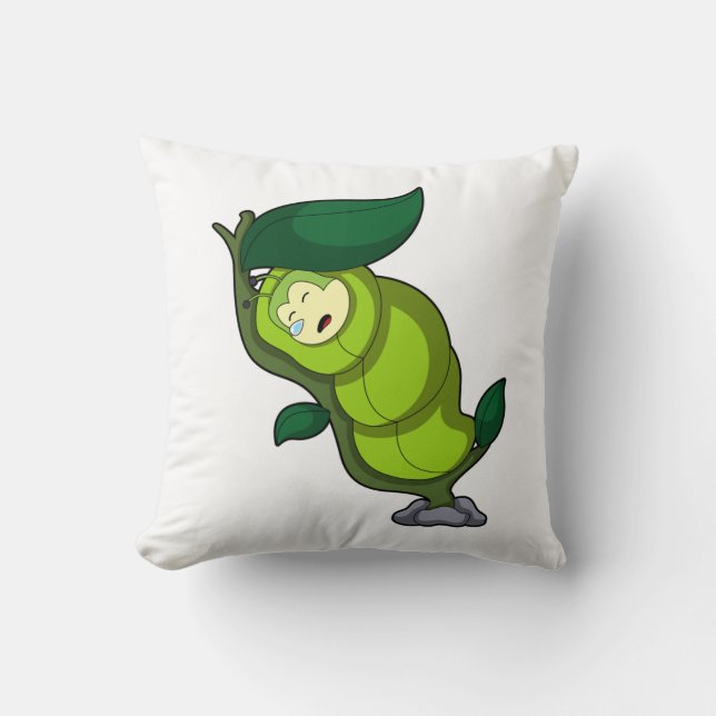 Cojín Decorativo Caterpillar en el sueño con hoja (Anverso)