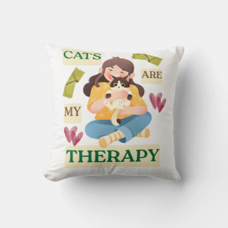 Cojín Decorativo Cats Are My Therapy – Cute Cat Lover Design