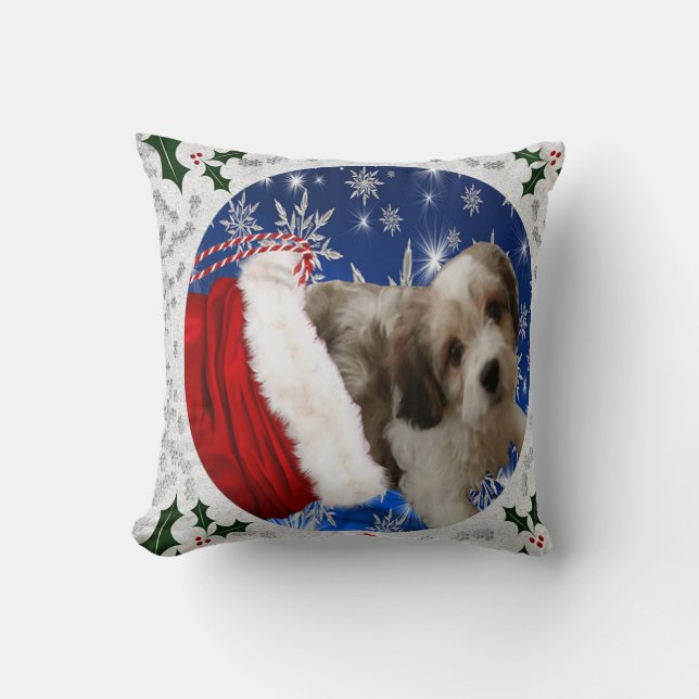 Cojín Decorativo Cavachon Pillow, perro Navidad (Anverso)