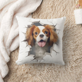 Cojín Decorativo Cavalier 3D King Charles Spaniel Agujero Crackeado