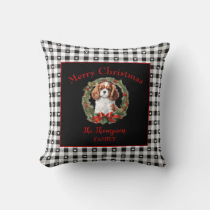 Cojín Decorativo Cavalier Charles Navidades Gingham Family Name