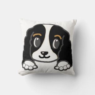 Cojín Decorativo cavalier kcs peleándose en blanco y negro