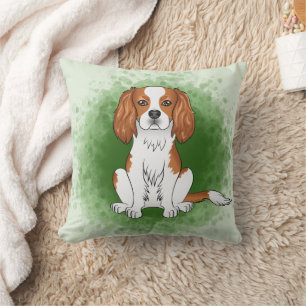 Cojín Decorativo Cavalier King Charles Spaniel Blenheim Sobre Verde