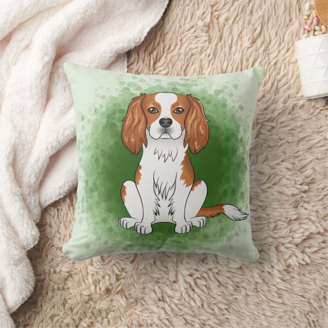 Cojín Decorativo Cavalier King Charles Spaniel Blenheim Sobre Verde (Manta)