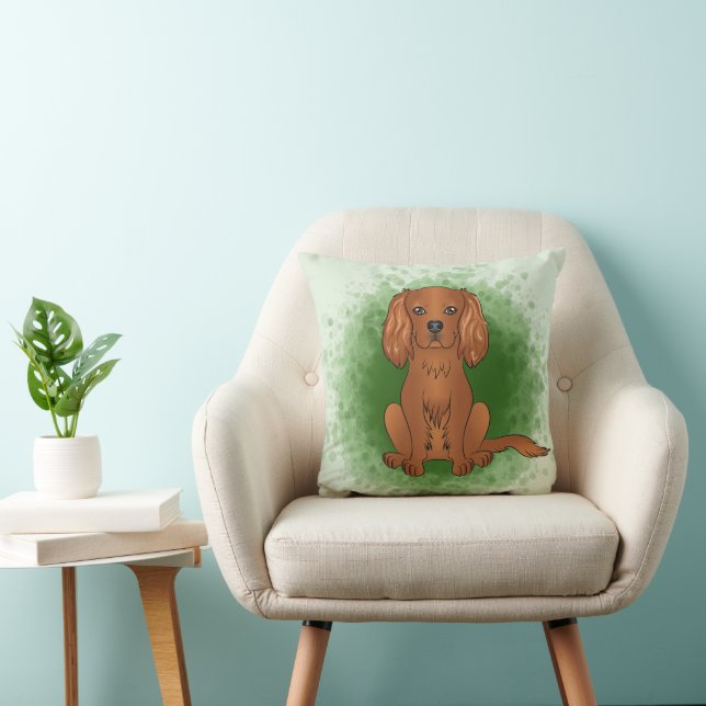 Cojín Decorativo Cavalier King Charles Spaniel de rubí sobre verde (Silla)