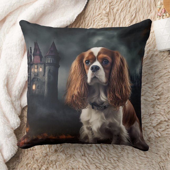 Cojín Decorativo Cavalier King Charles Spaniel Halloween Espantoso (Manta)