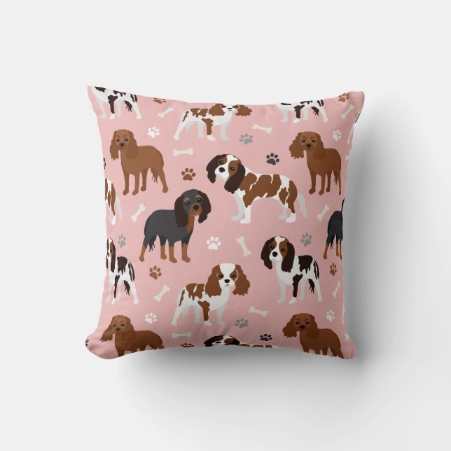 Cojín Decorativo Cavalier King Charles Spaniel Paws and Bones Thing (Anverso)