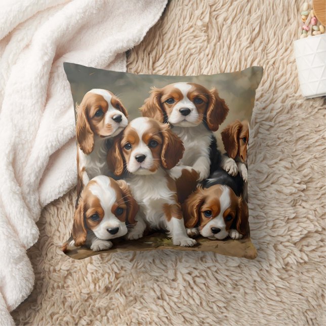Cojín Decorativo Cavalier Spaniel Puppies Para Cuidar, (Manta)