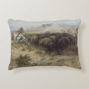 Cojín Decorativo Caza de Búfalos No. 26 de CM Russell, Indios Vinta