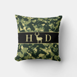 Cojín Decorativo Caza de ciervos camuflados monograma