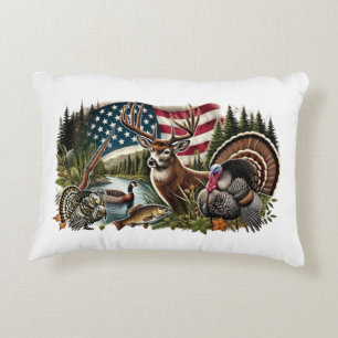 Cojín Decorativo Caza de Ciervos Pesca de Patos Bandera de EE. UU.