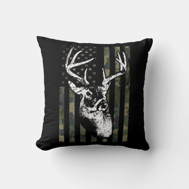Cojín Decorativo Caza de ciervos Whitetail Buck en EE.UU. Camuflage (Anverso)