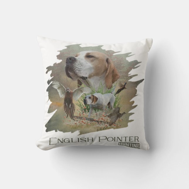 Cojín Decorativo Caza de faisanes con punteros, arte (Anverso)