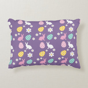 Cojín Decorativo Caza de huevos de patrón floral de conejo de prima