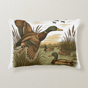 Cojín Decorativo Caza-Retro-Vuelo-Pato-Real,