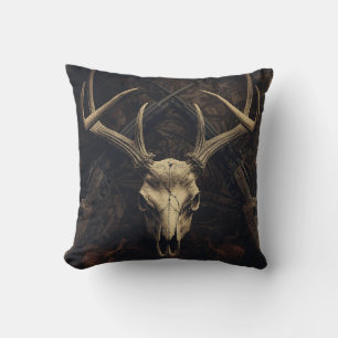 Cojín Decorativo Cazador de Camuflaje de Cráneo de Ciervo Antiguo