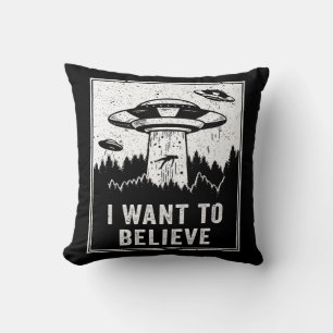 Cojín Decorativo Cazador de OVNI alienígena que quiero creer en Ret