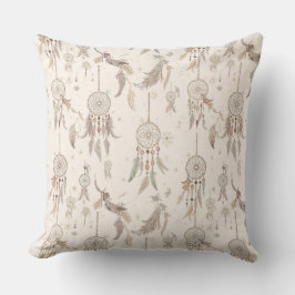 Cojín Decorativo Cazador de Sueños Boho Etéreo Plumas Luna Estrella