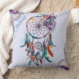 Cojín Decorativo Cazador de sueños personalizado con nombre en acua