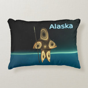 Cojín Decorativo Cazador inuit fractal - Alaska