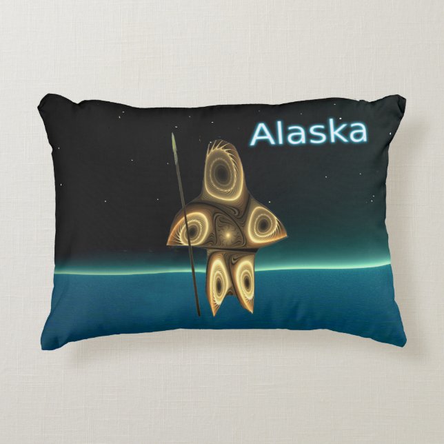Cojín Decorativo Cazador inuit fractal - Alaska (Anverso)
