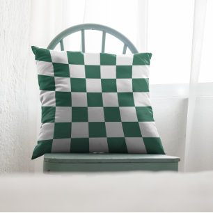 Cojín Decorativo Cazador Verde y Cuadros Blancos